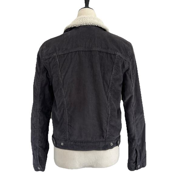 Levi's Trucker Jacket Women S Gray Corduroy Sherpa Snap Buttons Slim Fit Classic - Picture 3 of 13